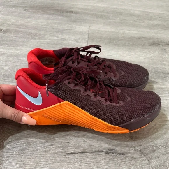 Nike | Shoes | Nike Mens Metcon 5 Night Maroon Red Orange  display picture 3